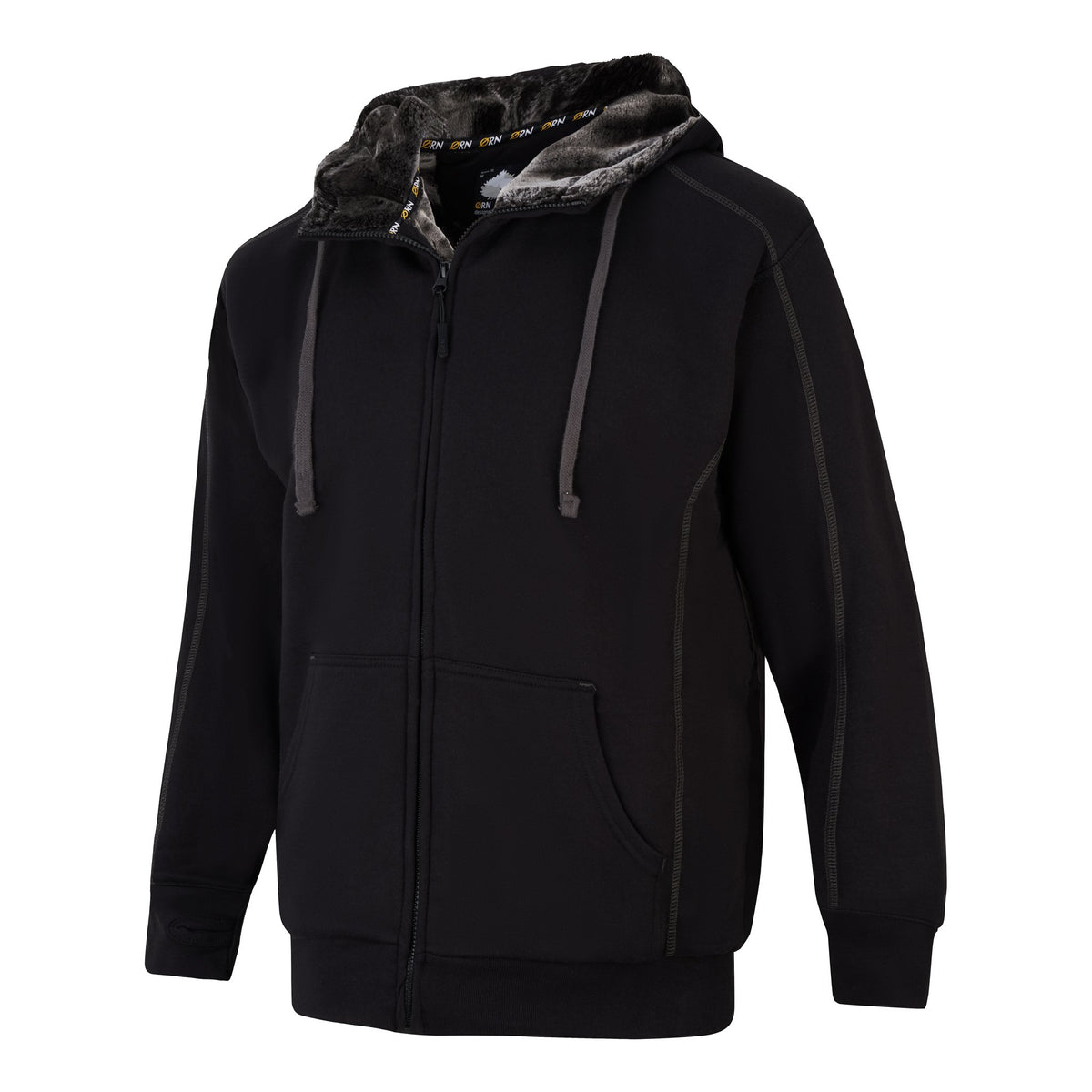 ØRN Crane Fur-Lined Hoodie – Black – side