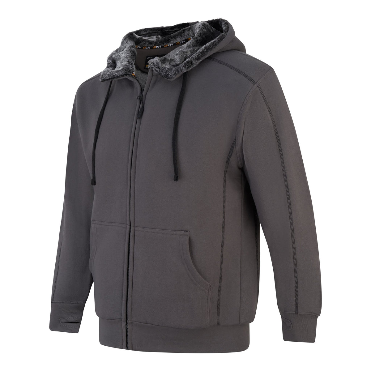 ØRN Crane Fur-Lined Hoodie – Graphite – side