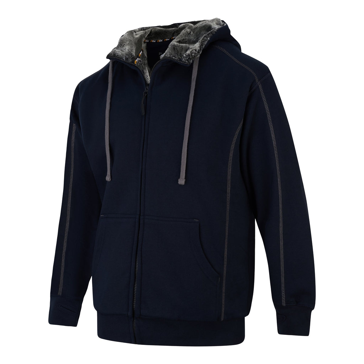 ØRN Crane Fur-Lined Hoodie – Navy – side
