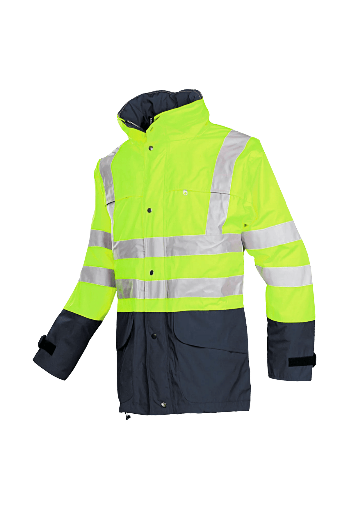 Sioen Brighton in High-vis yellow/Navy blue, side view