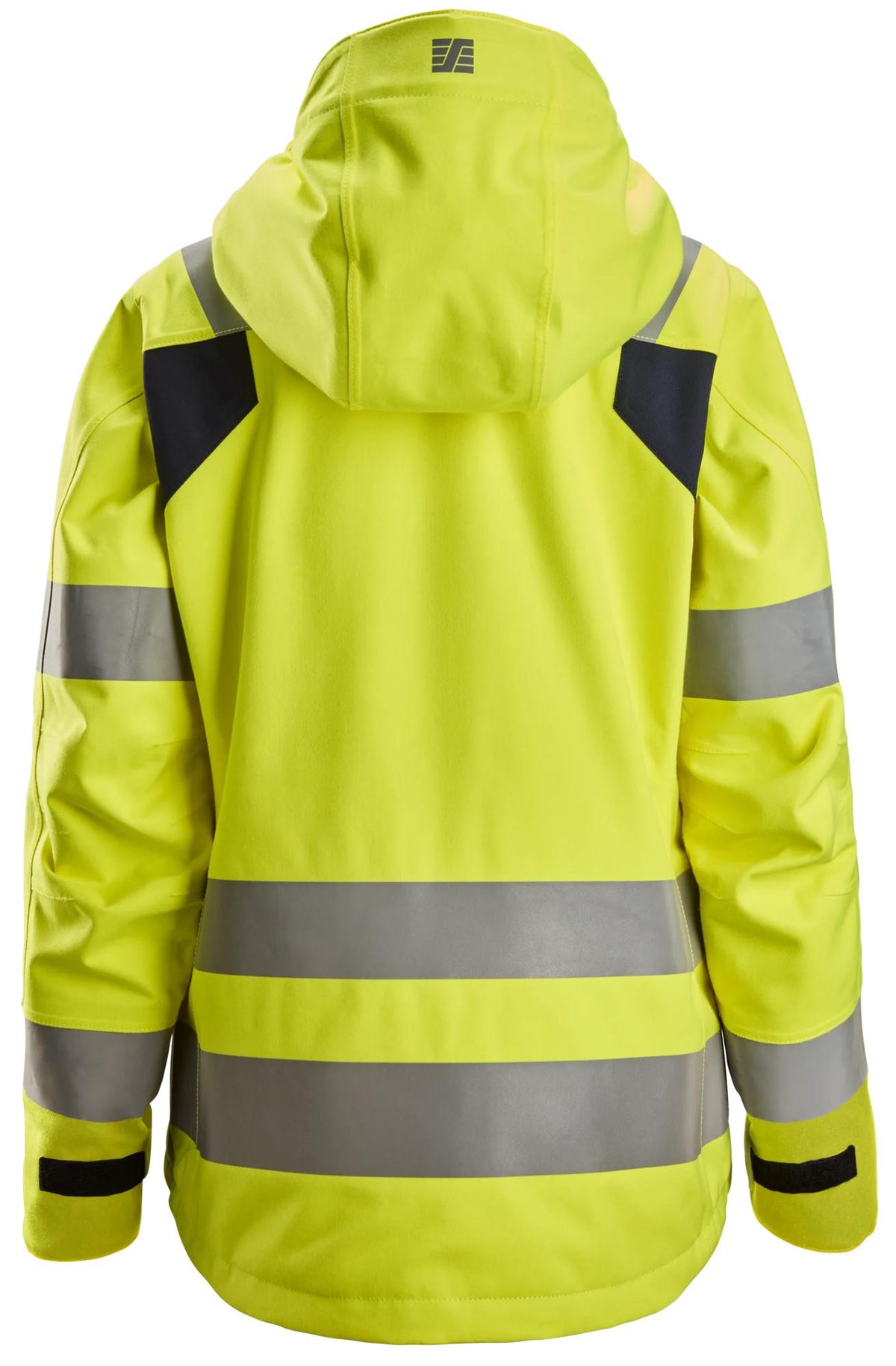 Snickers Workwear 1368 ProtecWork, Women's Waterproof Shell Jacket, High-Vis Class 3 in Hi-Vis Yellow/Navy, back view