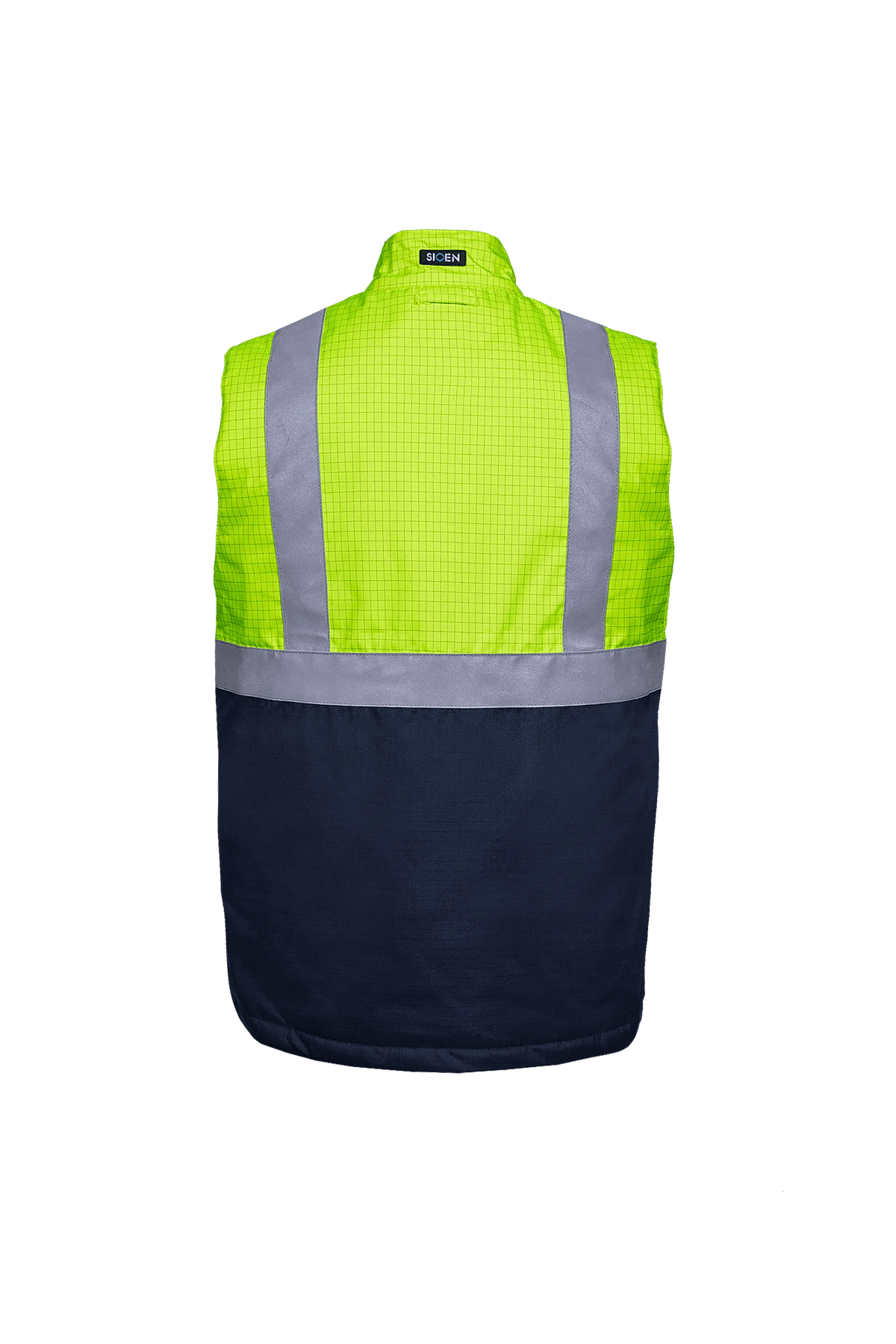 Sioen PRO Bravone in High-vis yellow/Navy blue, back view