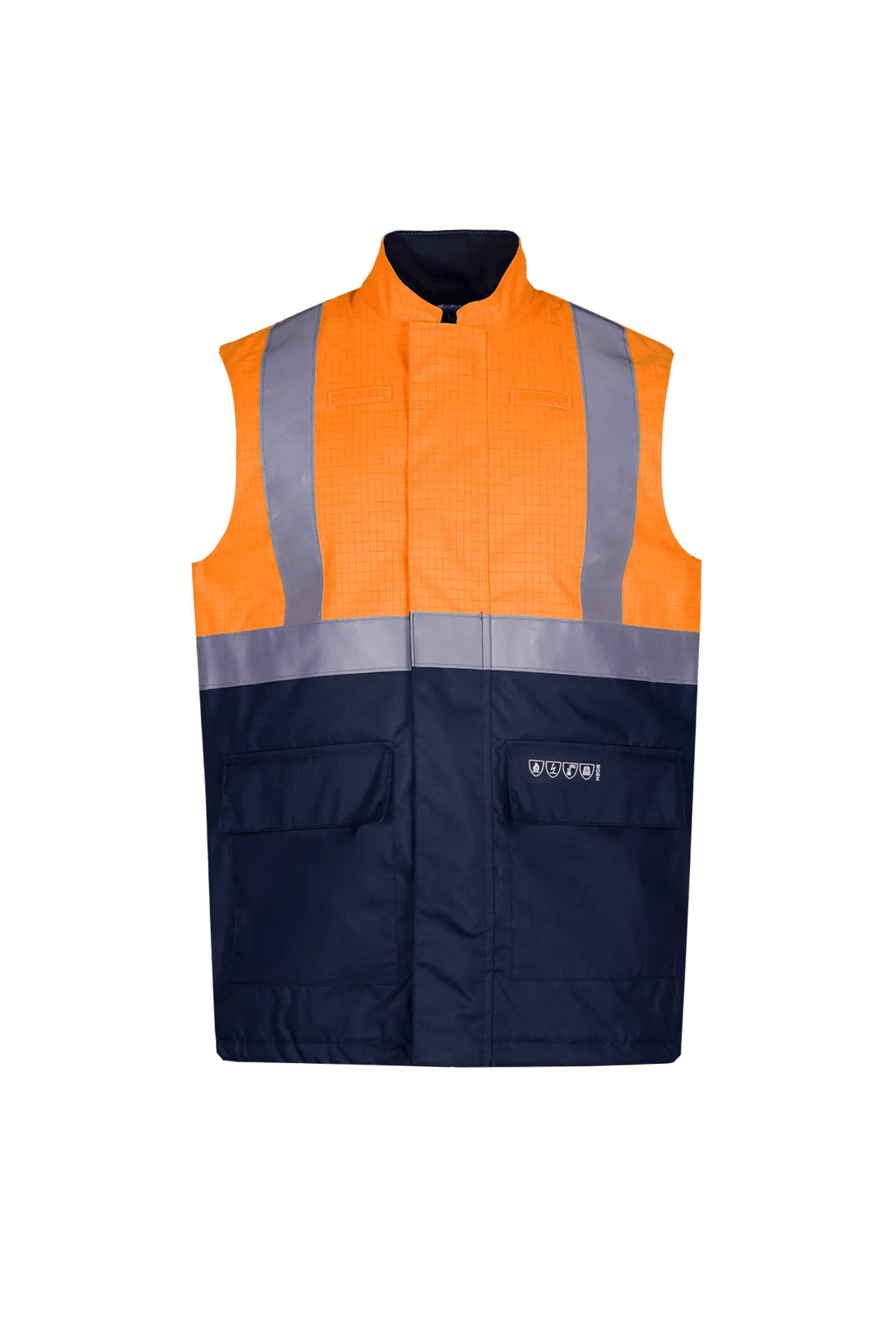 Sioen PRO Bravone in High-vis orange/Navy blue, front view