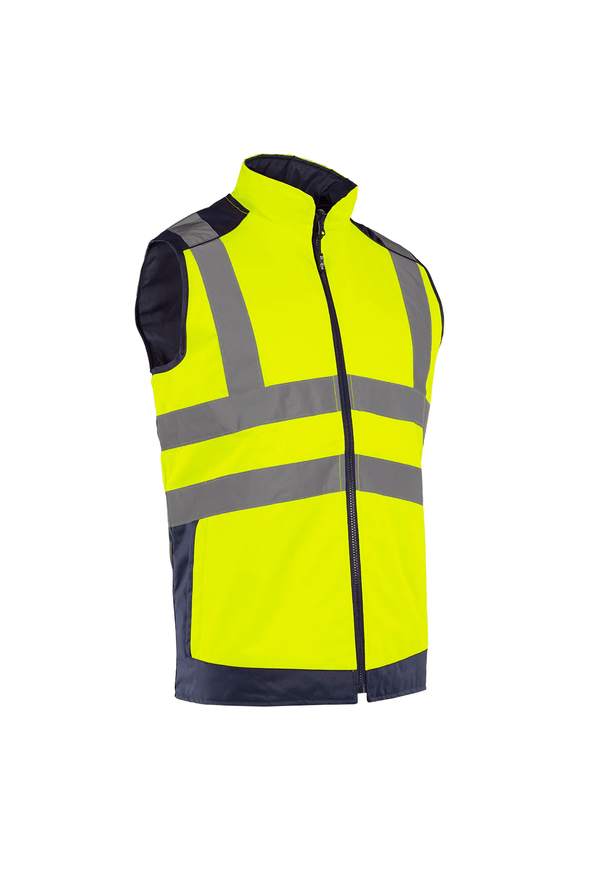 Sioen Burton in High-vis yellow/Navy blue, side view
