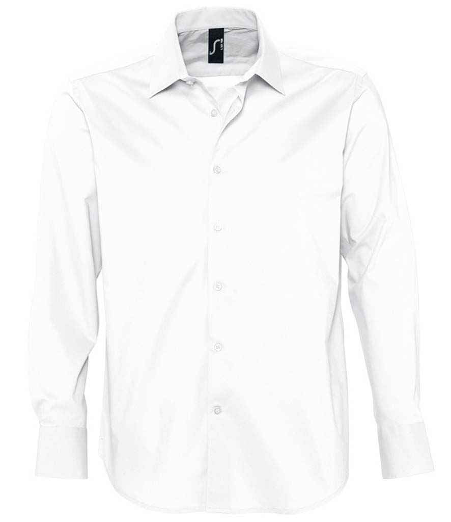 SOL'S Brighton Long Sleeve Fitted Shirt in White, front view