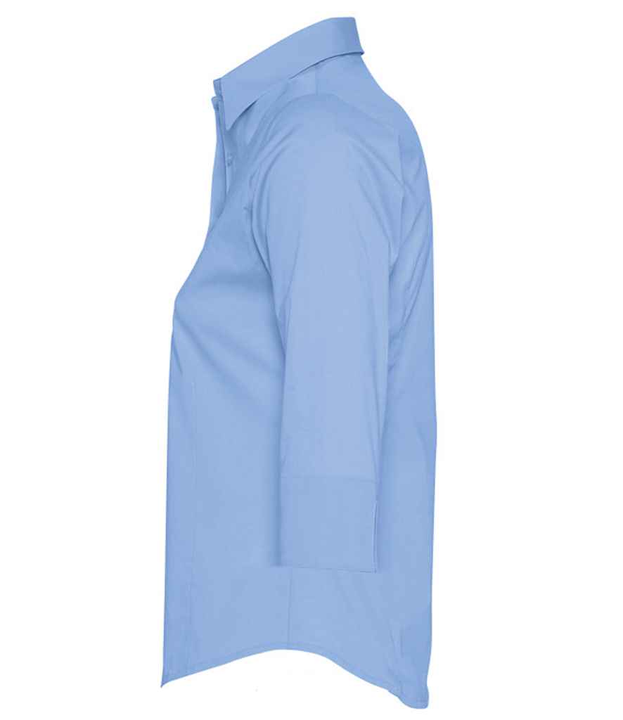 SOL'S Ladies Effect 3/4 Sleeve Fitted Shirt in Bright Sky, side view