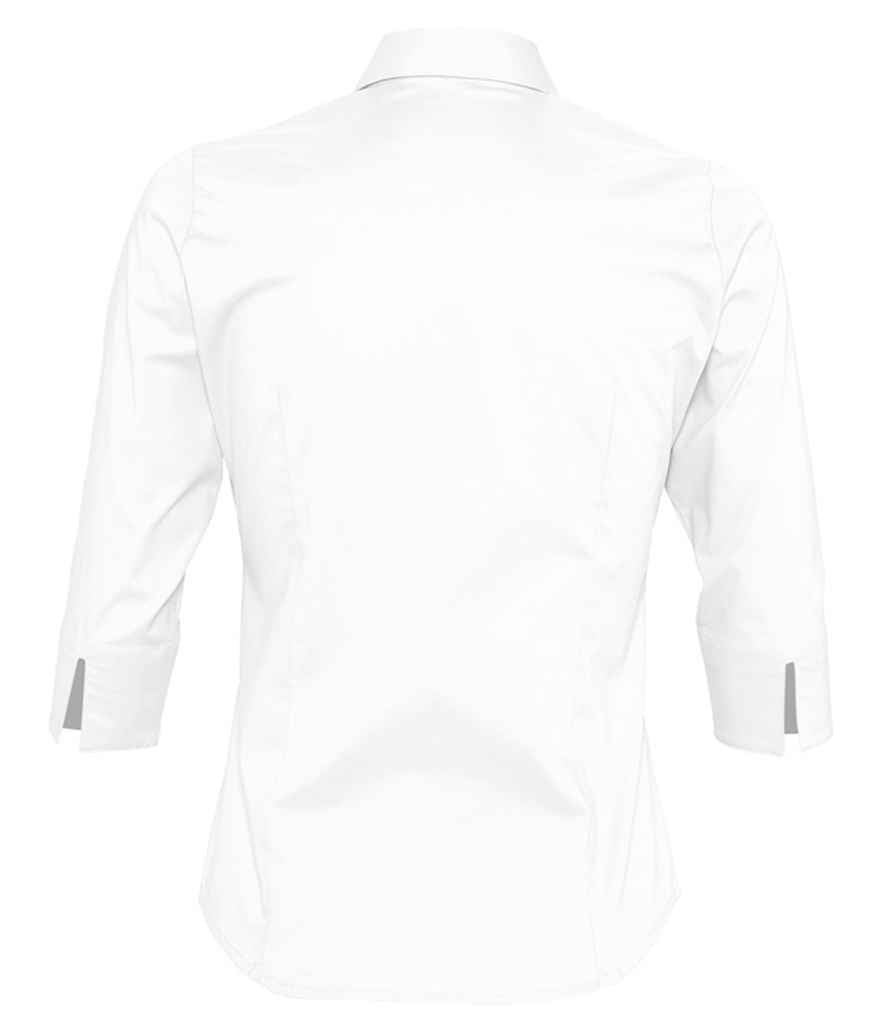 SOL'S Ladies Effect 3/4 Sleeve Fitted Shirt in White, back view