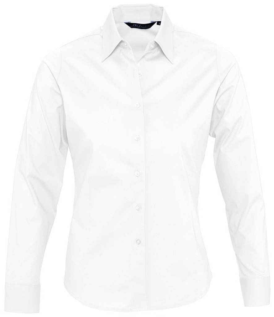 SOL'S Ladies Eden Long Sleeve Fitted Shirt in White, front view
