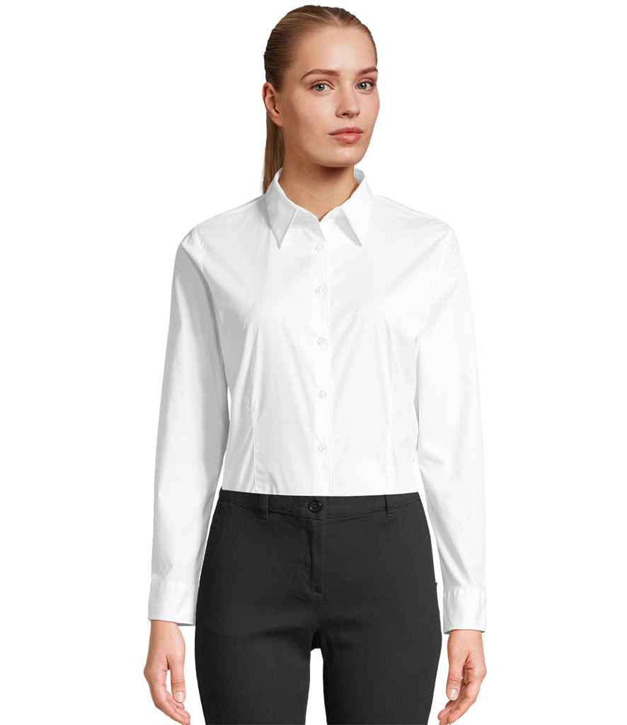 SOL'S Ladies Eden Long Sleeve Fitted Shirt in White
