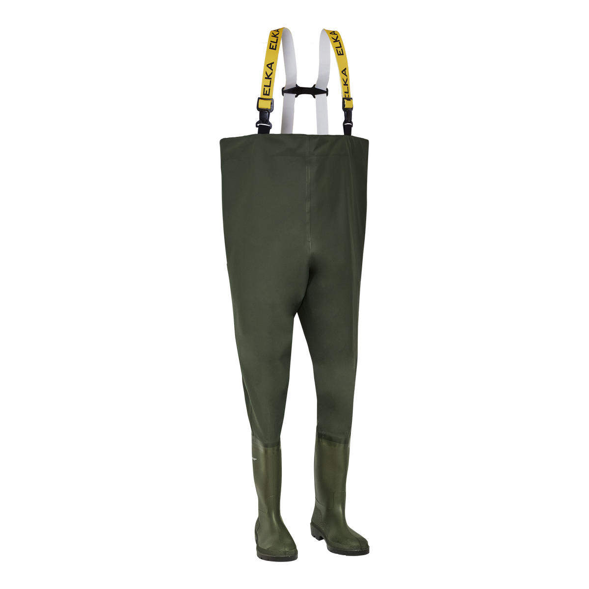 ELKA Rainwear Waders - Wide model w/ safety in Olive, front view
