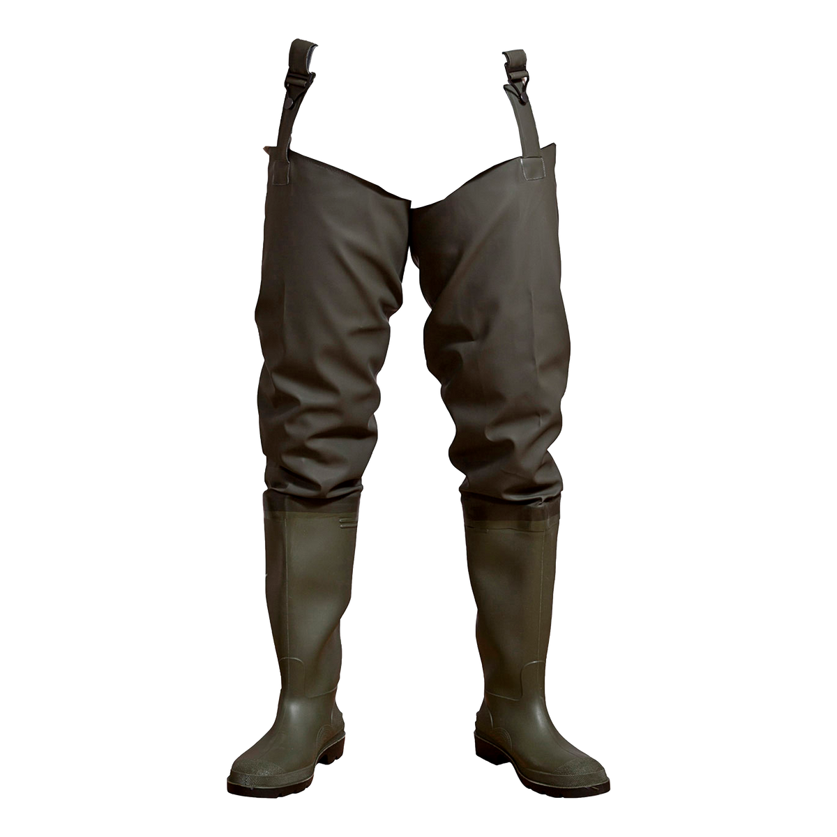 ELKA Rainwear Thigh waders, safety in Olive, front view