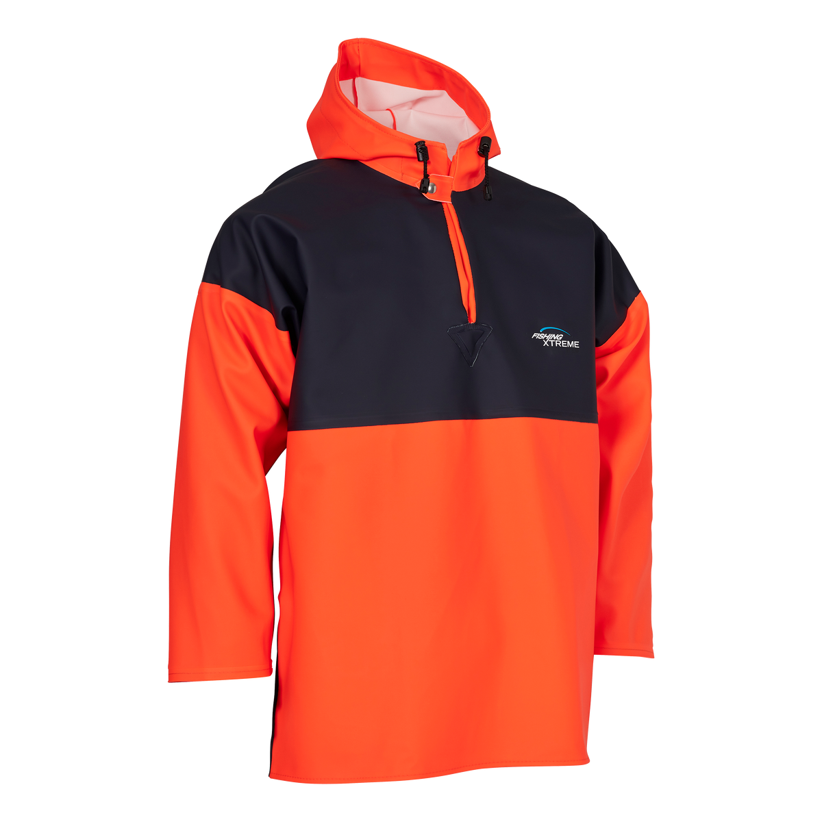 ELKA Rainwear Fishing Xtreme Smock in Fl. Orange/Navy, front view