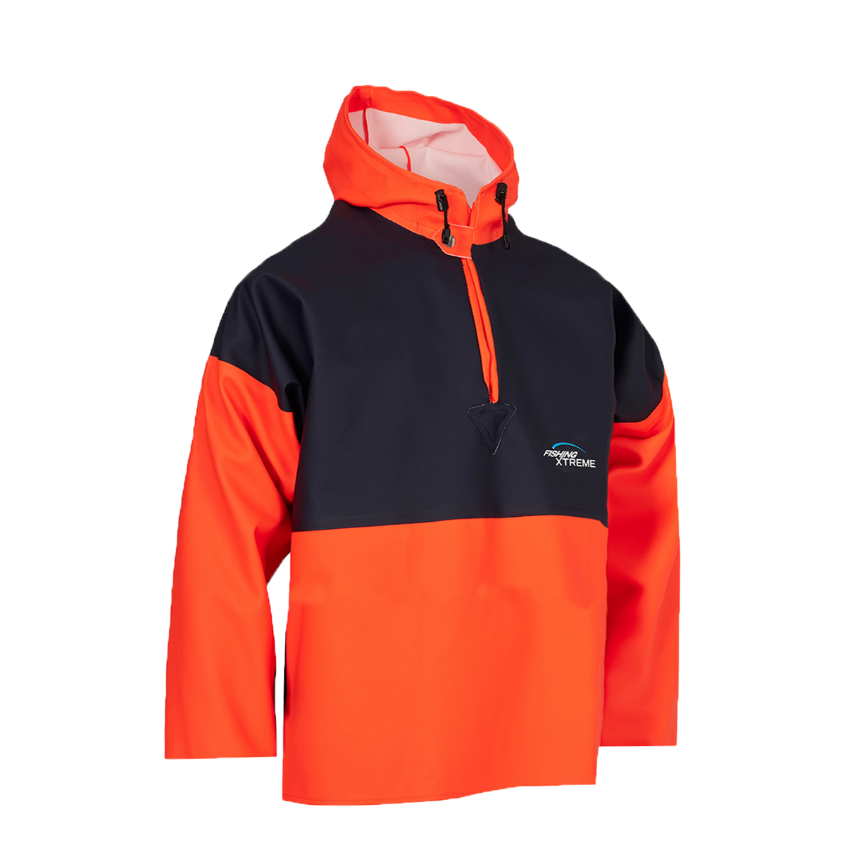 ELKA Rainwear Fishing Xtreme Smock - Junior in Fl. Orange/Navy, front view