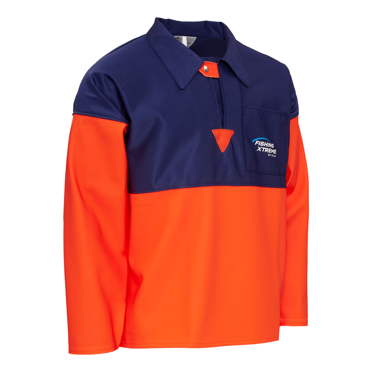 ELKA Rainwear Fishing Xtreme Summer Smock in Fl. Orange/Navy, front view