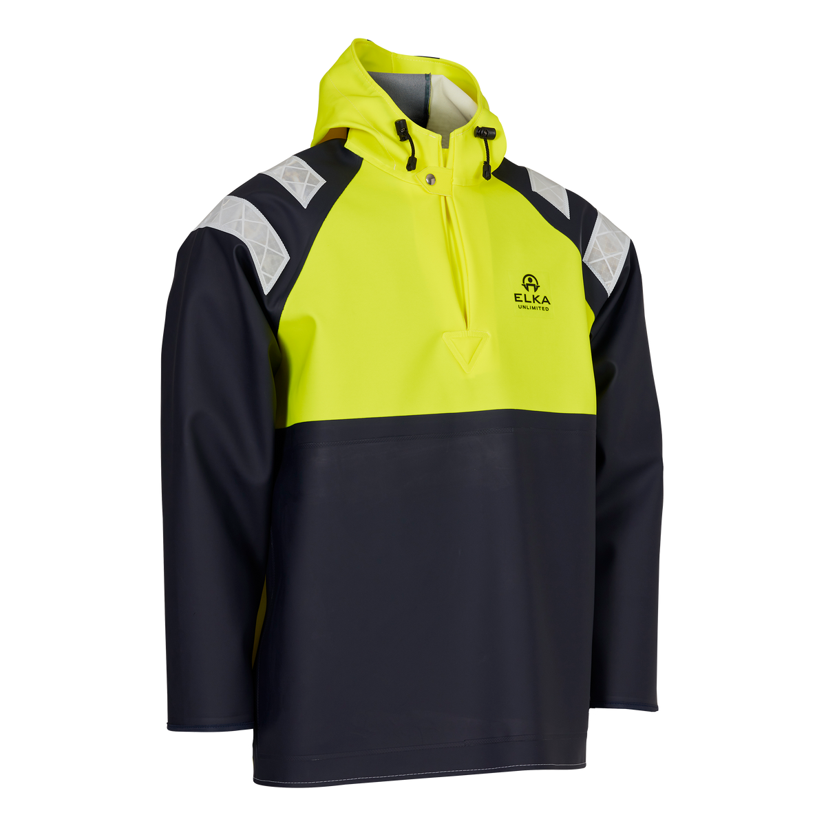 ELKA Rainwear Unlimited Smock in Fl. Yellow/Navy, front view