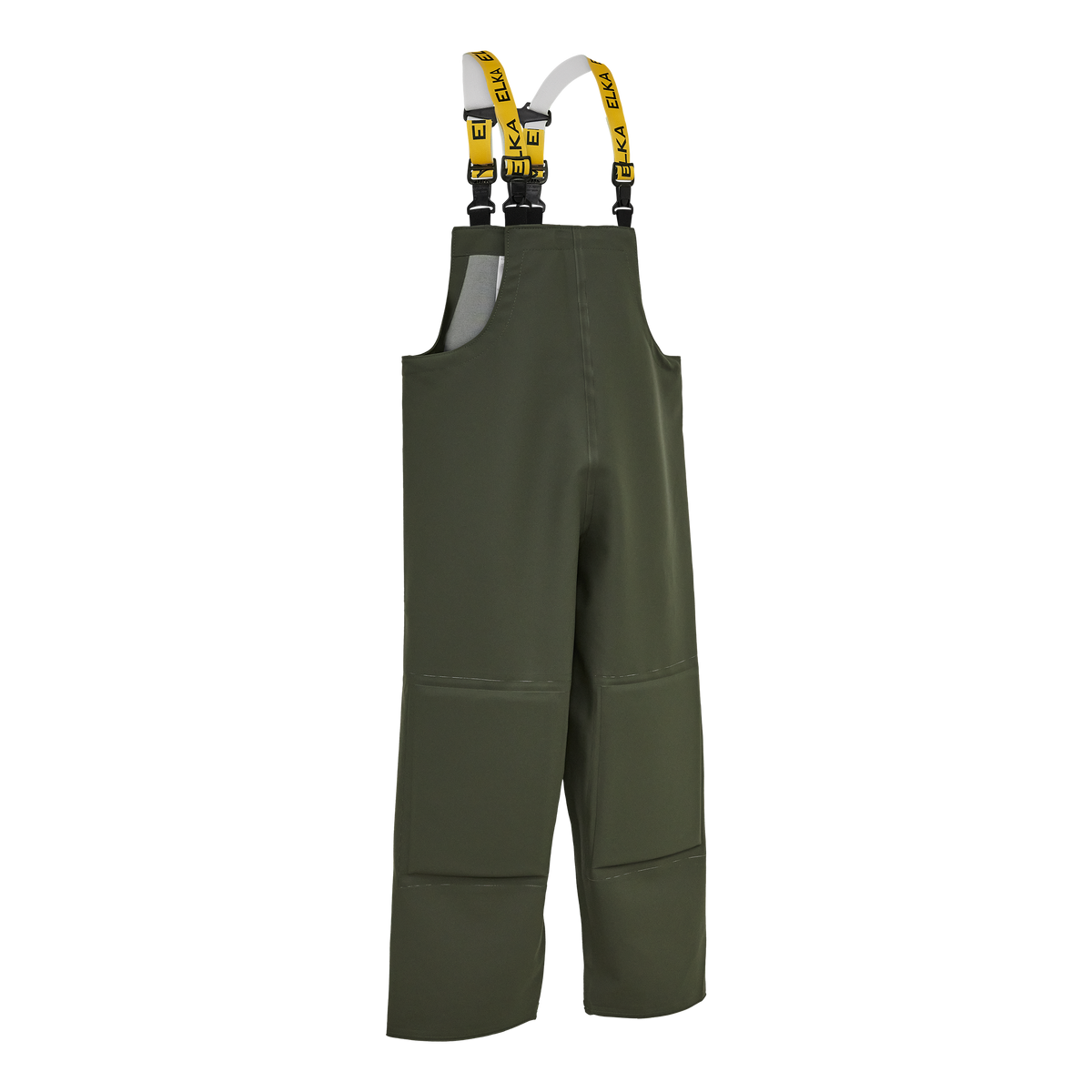 ELKA Rainwear Bib & Brace w/ knee reinforcement in Olive, front view