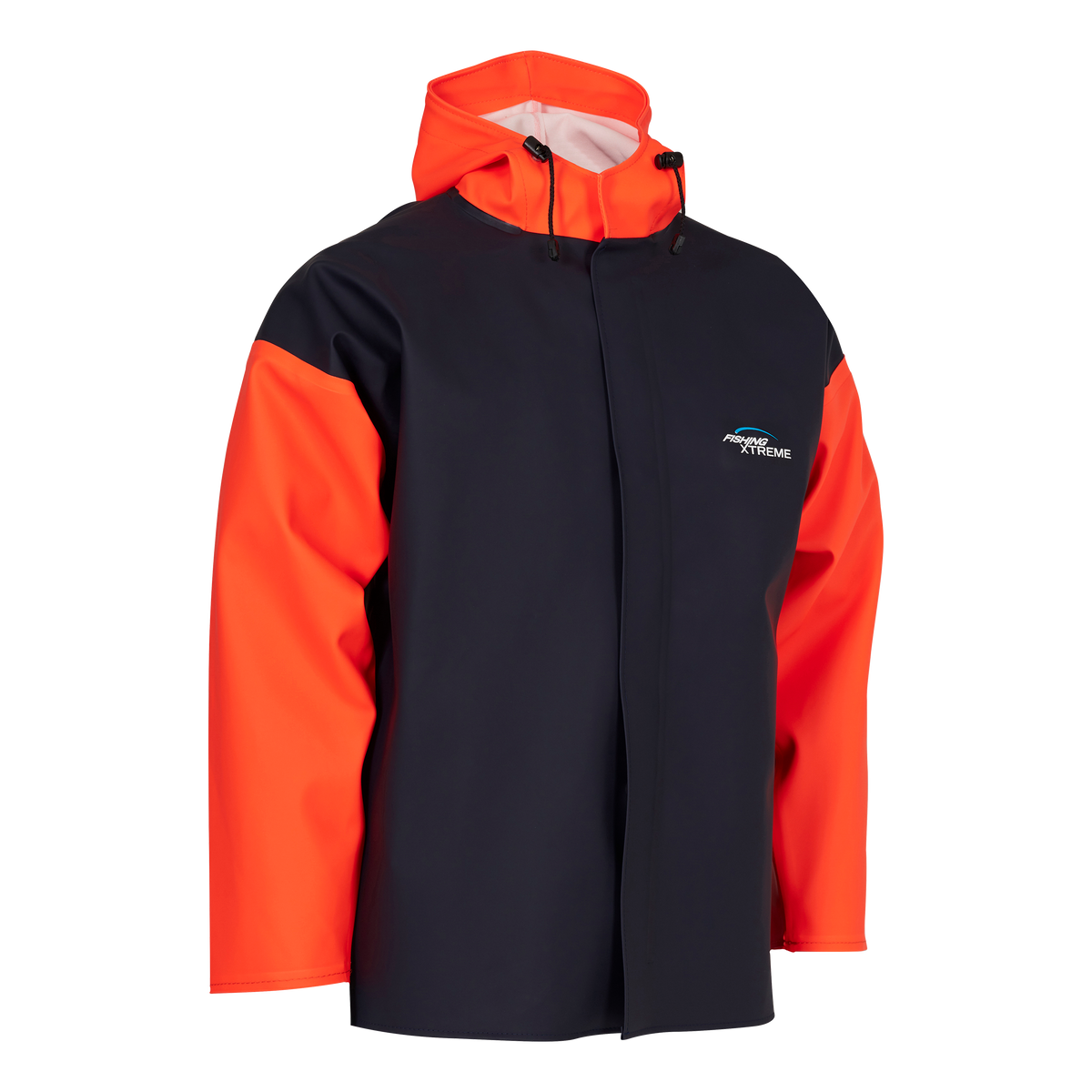 ELKA Rainwear Fishing Xtreme Jacket in Fl. Orange/Navy, front view