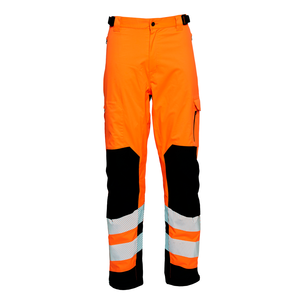 ELKA Rainwear Visible Xtreme Stretch Waist Trousers in Fl. Orange/Black, front view