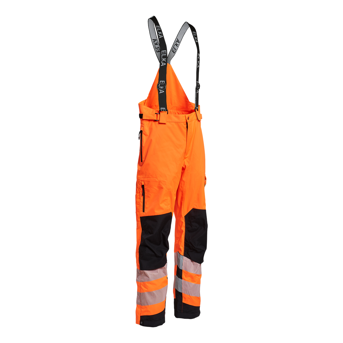 ELKA Rainwear Visible Xtreme Stretch Combi Trousers in Fl. Orange/Black, front view