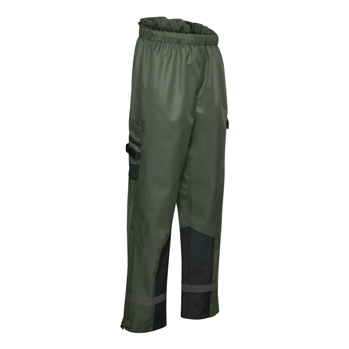 ELKA Rainwear Working Xtreme Recycled Heavy Duty Overtrousers in Olive/Black, front view