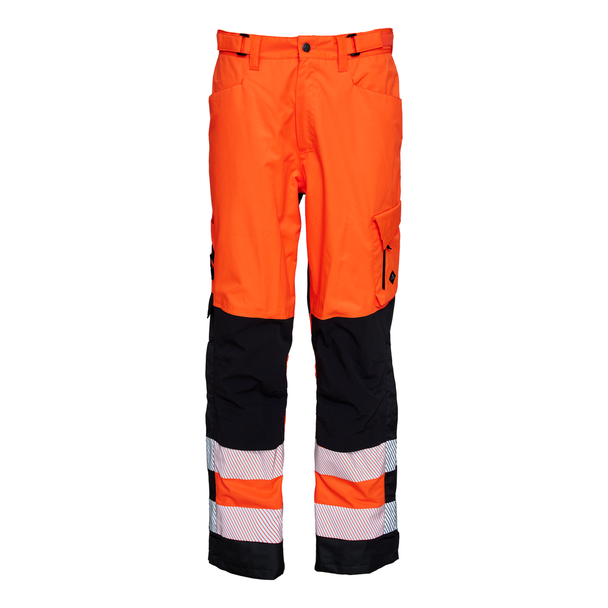 ELKA Rainwear Visible Xtreme Recycled Waist Trousers in Fl. Orange/Black, front view