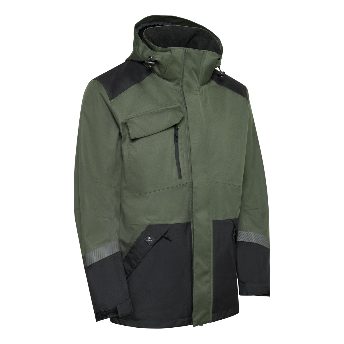 ELKA Rainwear Working Xtreme Recycled Heavy Duty Jacket in Olive/Black, front view