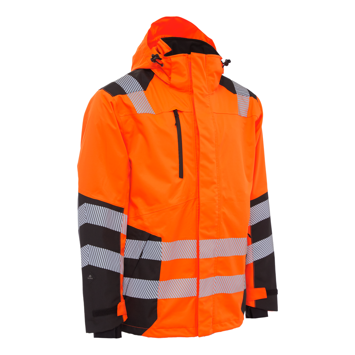 ELKA Rainwear Visible Xtreme Recycled Jacket in Fl. Orange/Black, front view