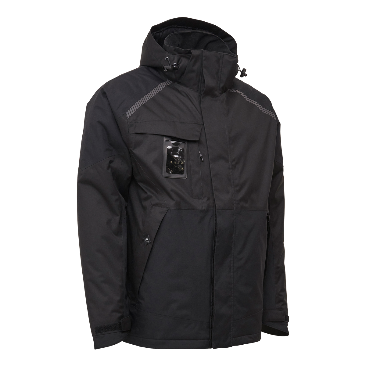 ELKA Rainwear Working Xtreme Stretch Winter Jacket in Black, front view