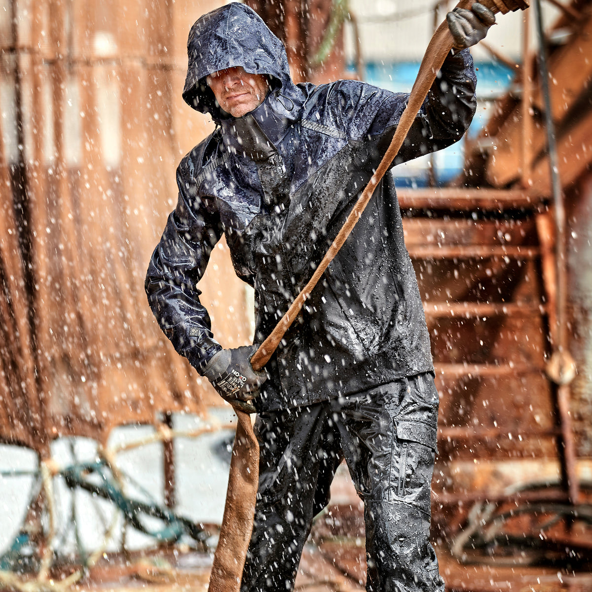 ELKA Rainwear Working Xtreme Stretch 3 layer Jacket in Navy/Black