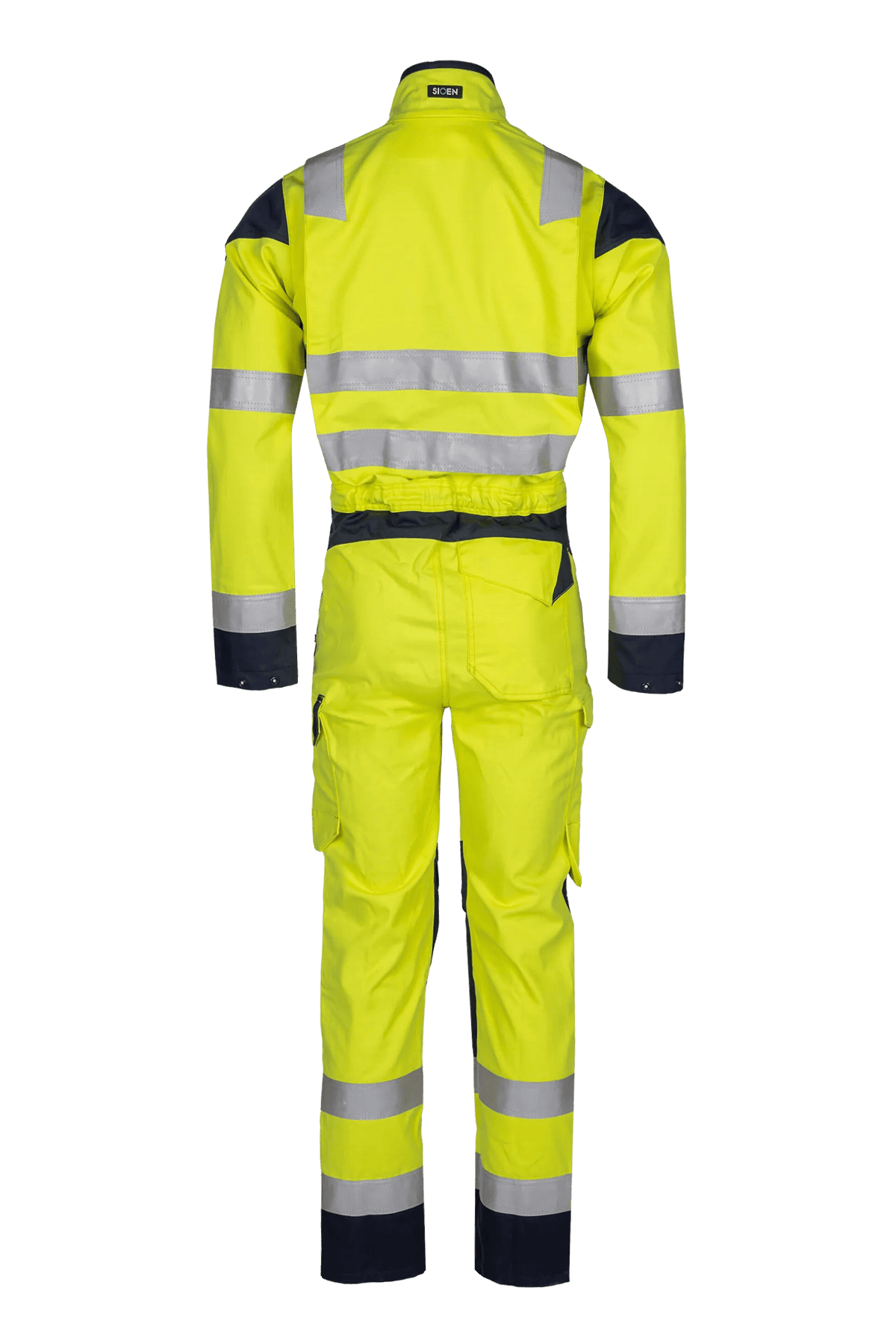 Sioen PRO Kaidun in High-vis yellow/Navy blue, back view