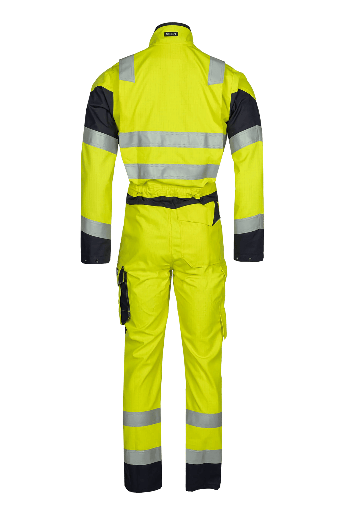 Sioen PRO Metis in High-vis yellow/Navy blue, back view