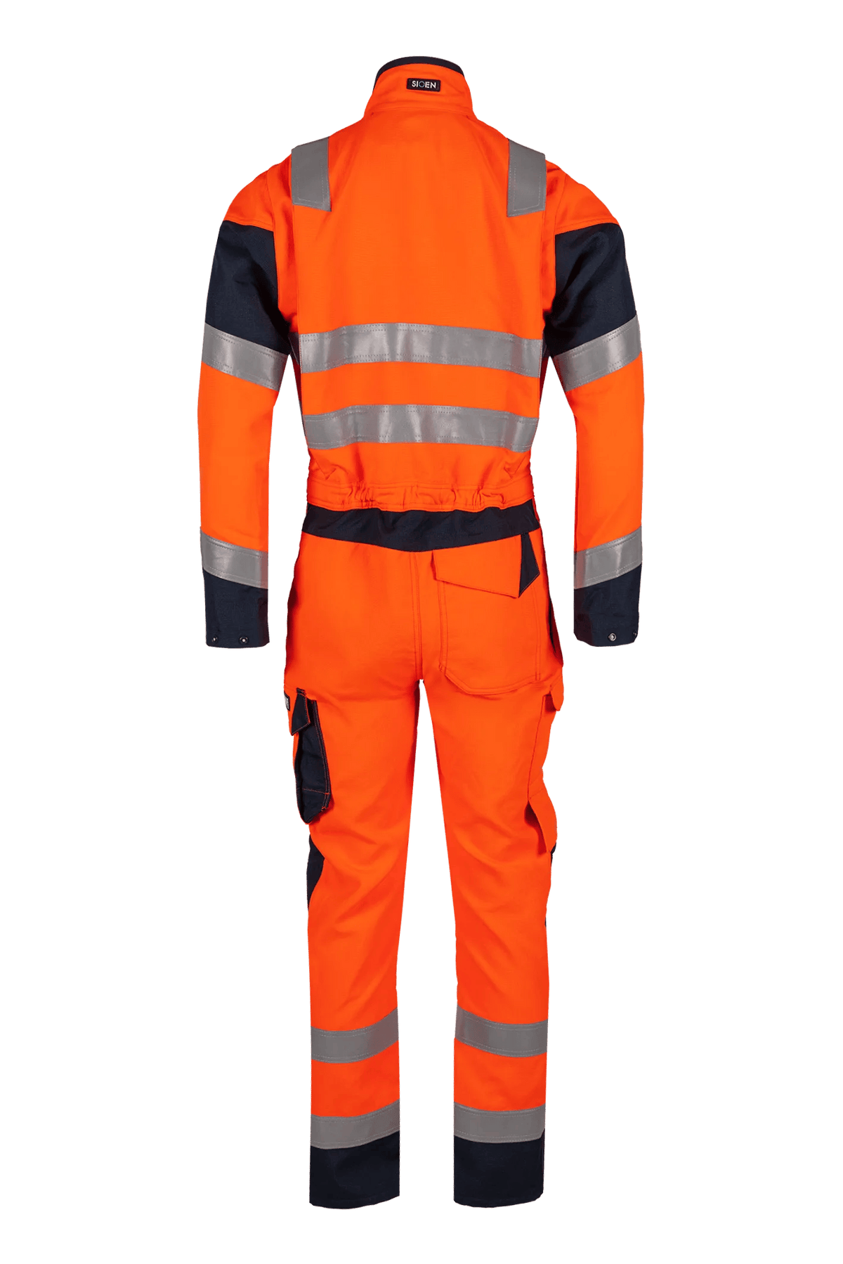 Sioen PRO Fusor in High-vis orange/Navy blue, back view