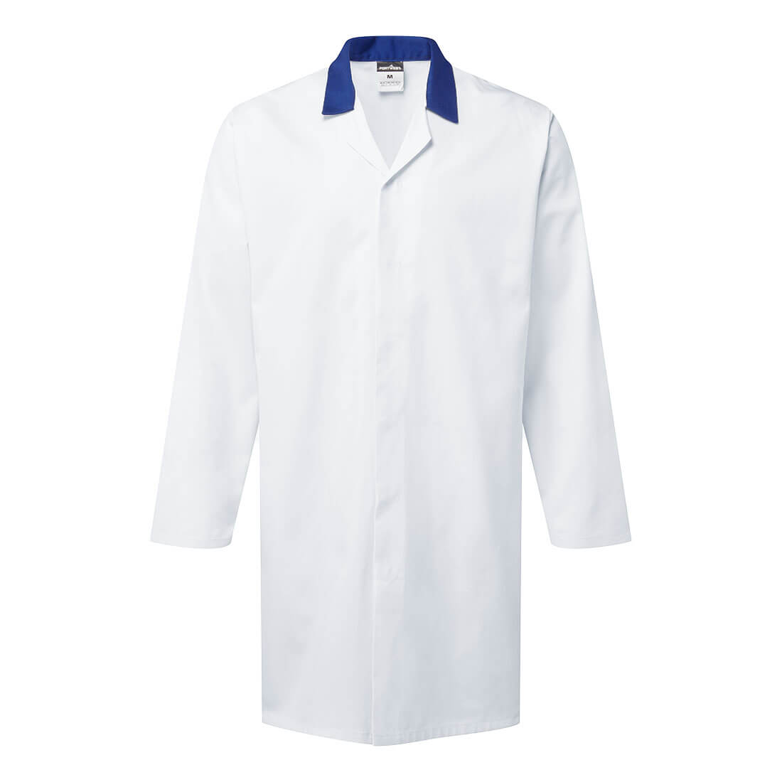Portwest Food Industry No Pocket Coat in White/Royal Blue, image 3