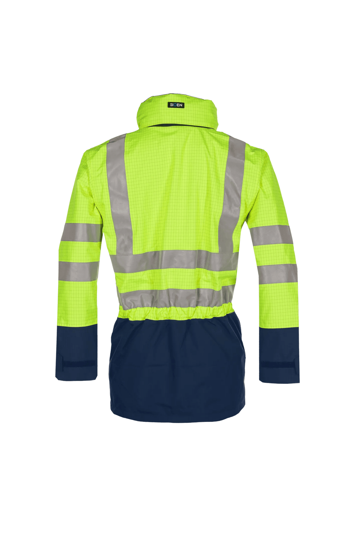 Sioen PRO Winseler in High-vis yellow/Navy blue, back view