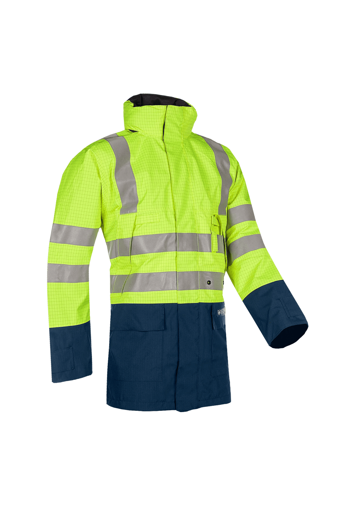Sioen PRO Winseler in High-vis yellow/Navy blue, side view
