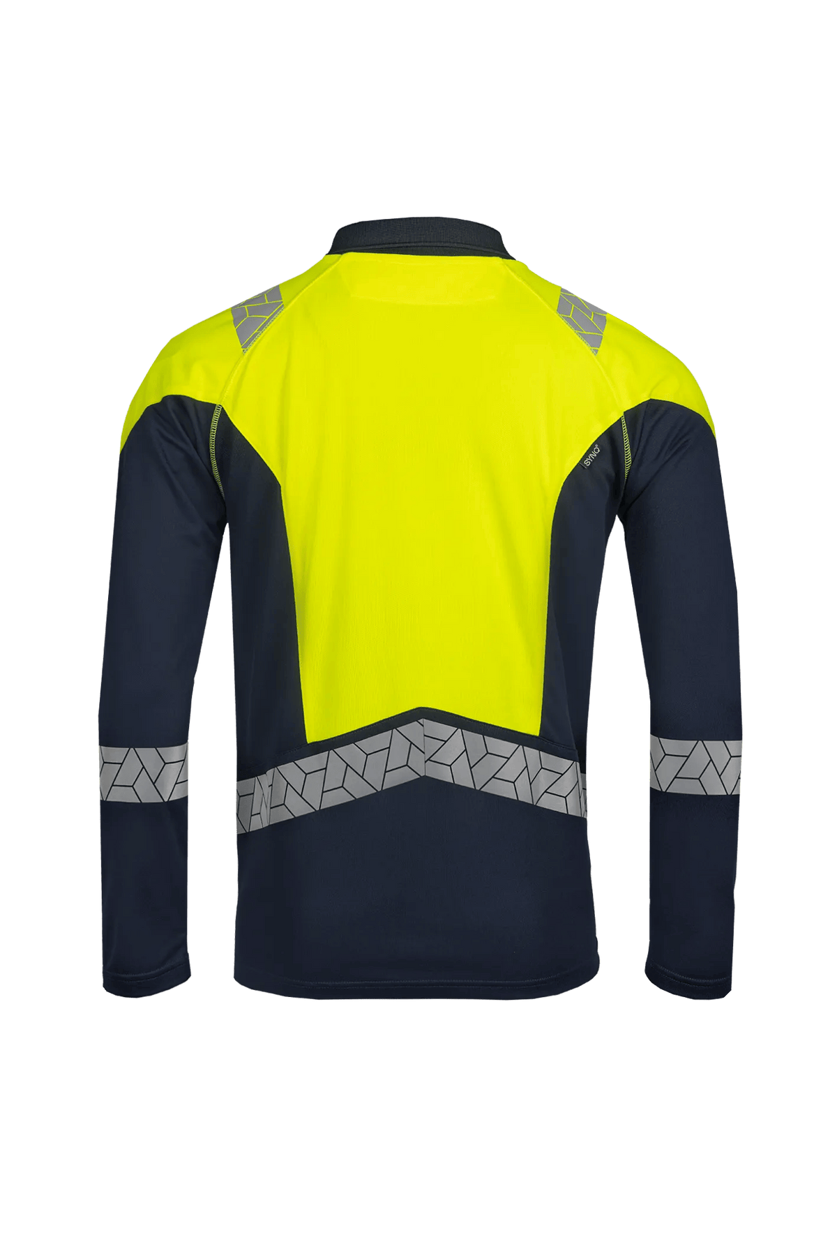 SYNQ Lousee Long AB in Navy blue/High-vis yellow, back view