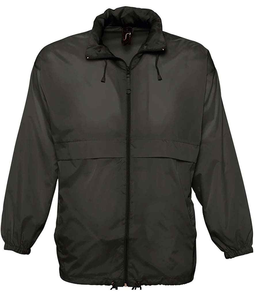 SOL'S Unisex Surf Windbreaker Jacket in Black, front view