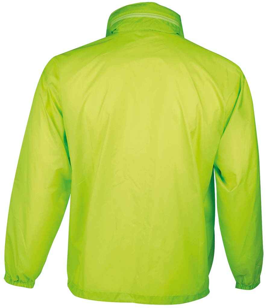 SOL'S Unisex Surf Windbreaker Jacket in Neon Lime, back view