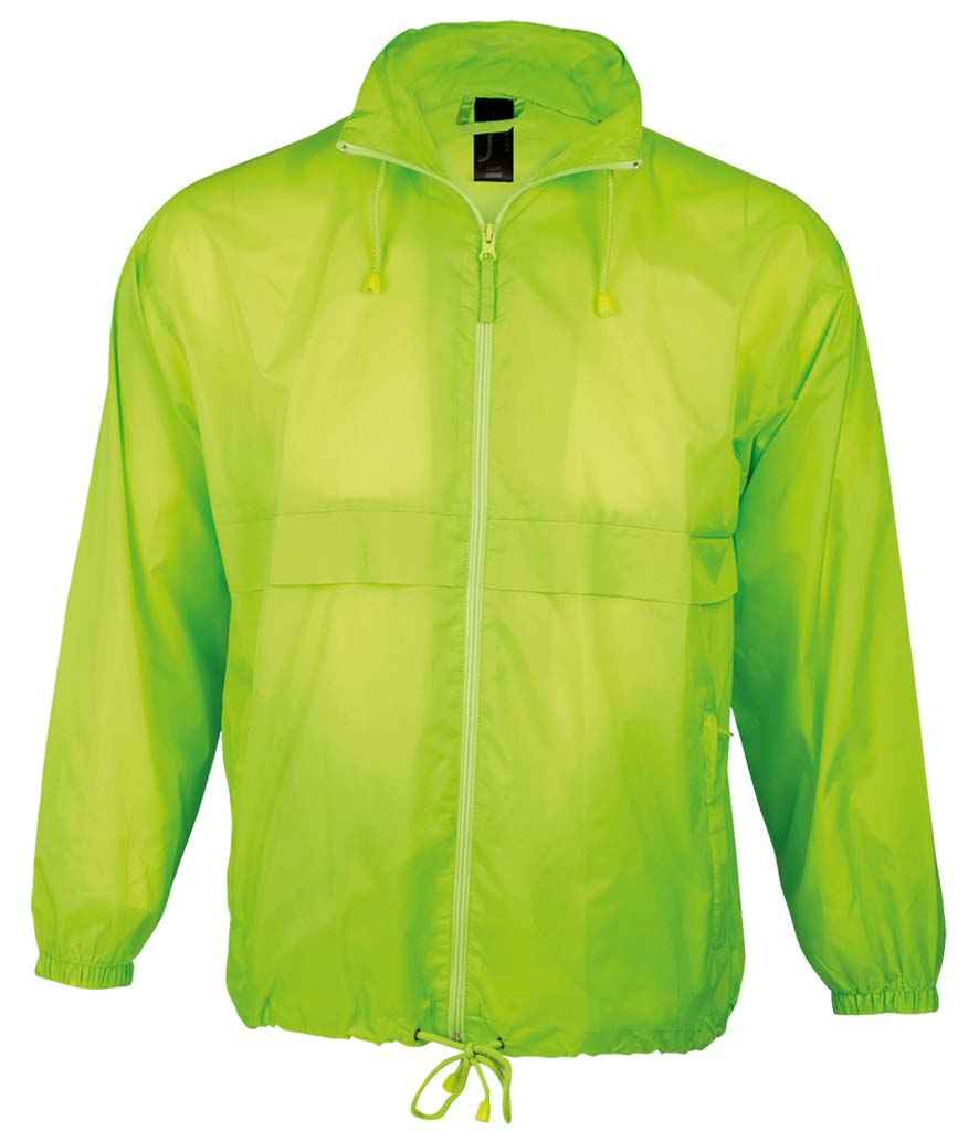 SOL'S Unisex Surf Windbreaker Jacket in Neon Lime, front view