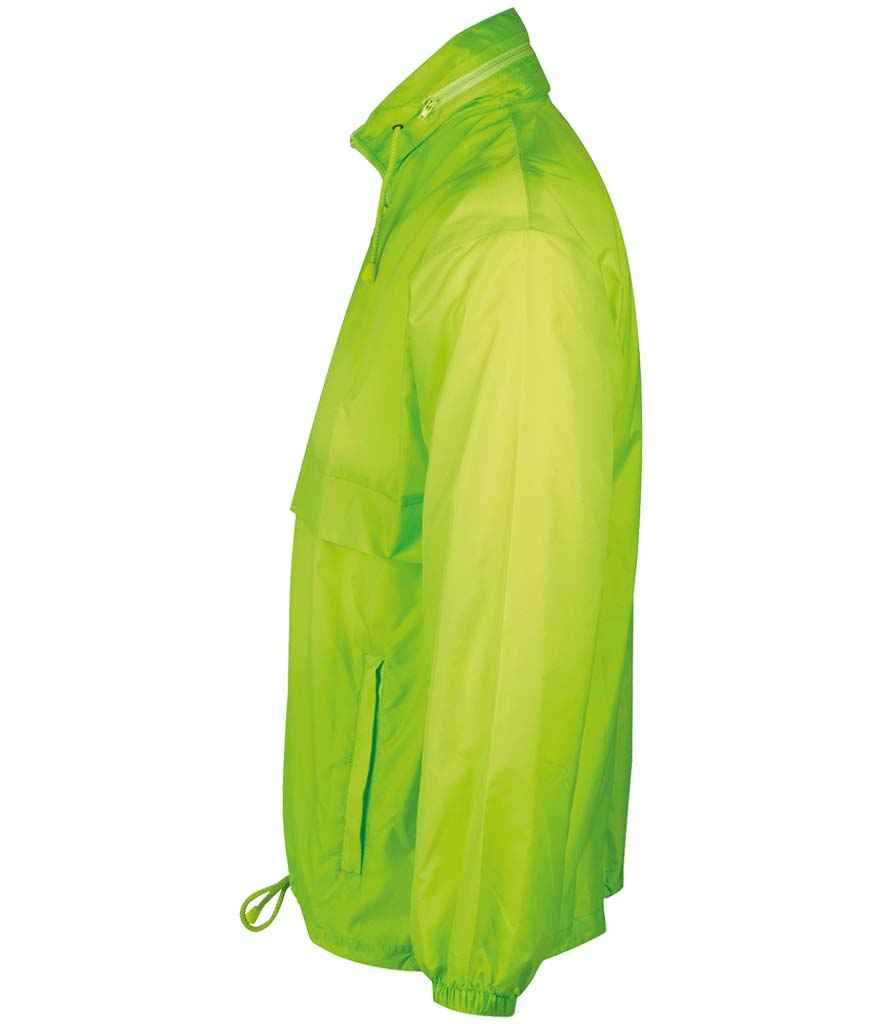 SOL'S Unisex Surf Windbreaker Jacket in Neon Lime, side view