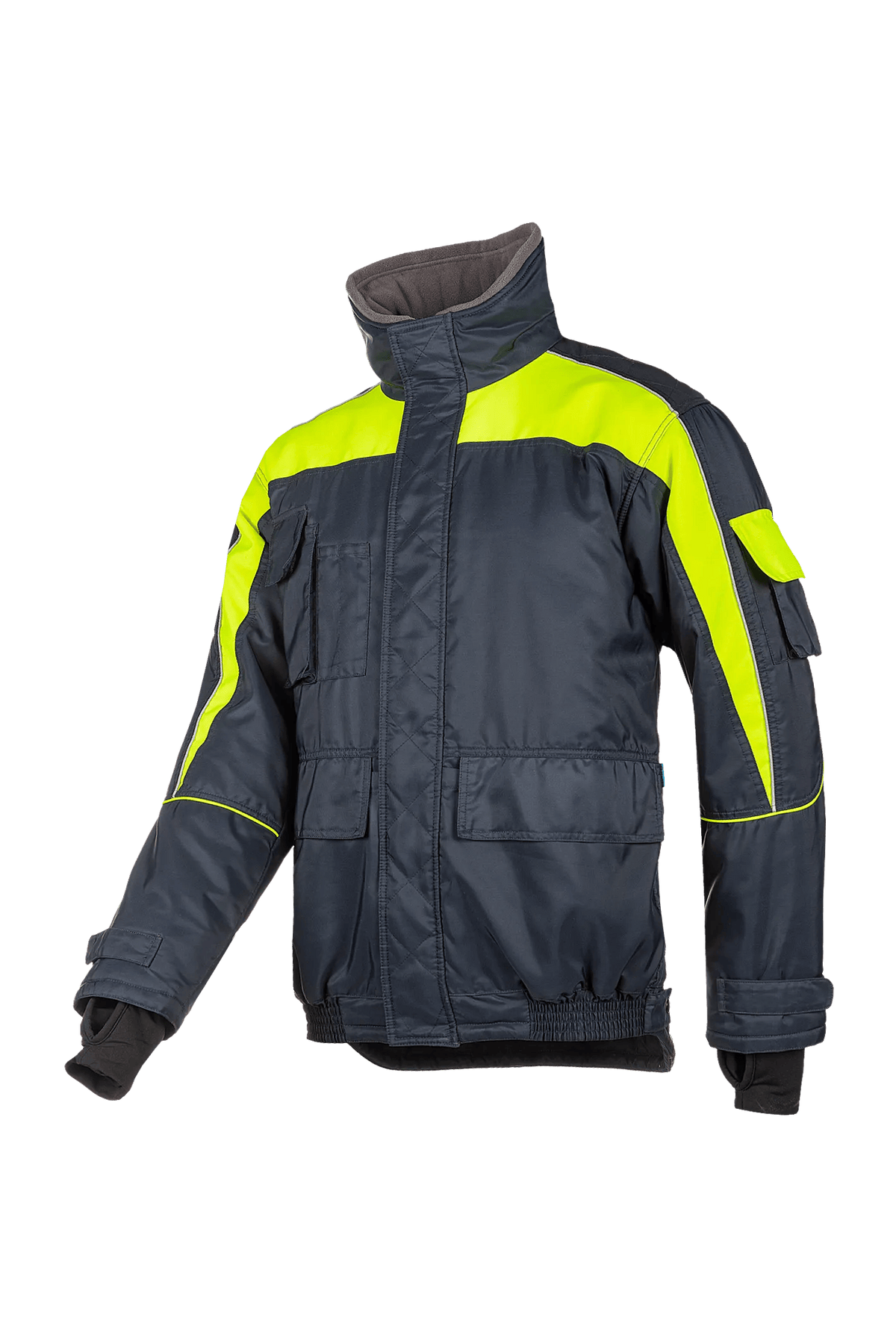 Sioen Nibas in High-vis yellow/Navy blue, side view