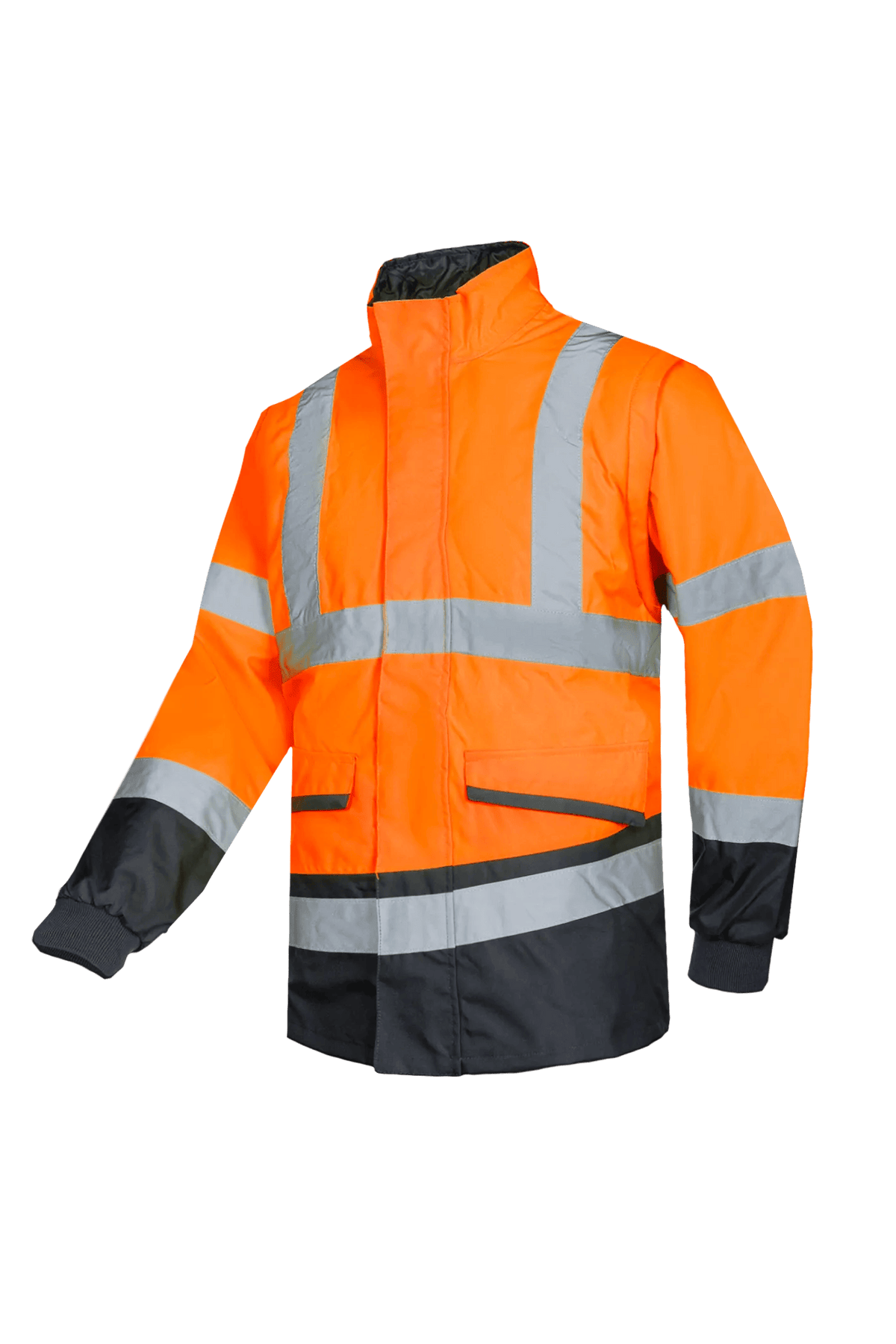 Sioen Malbro in High-vis orange/Navy blue, side view