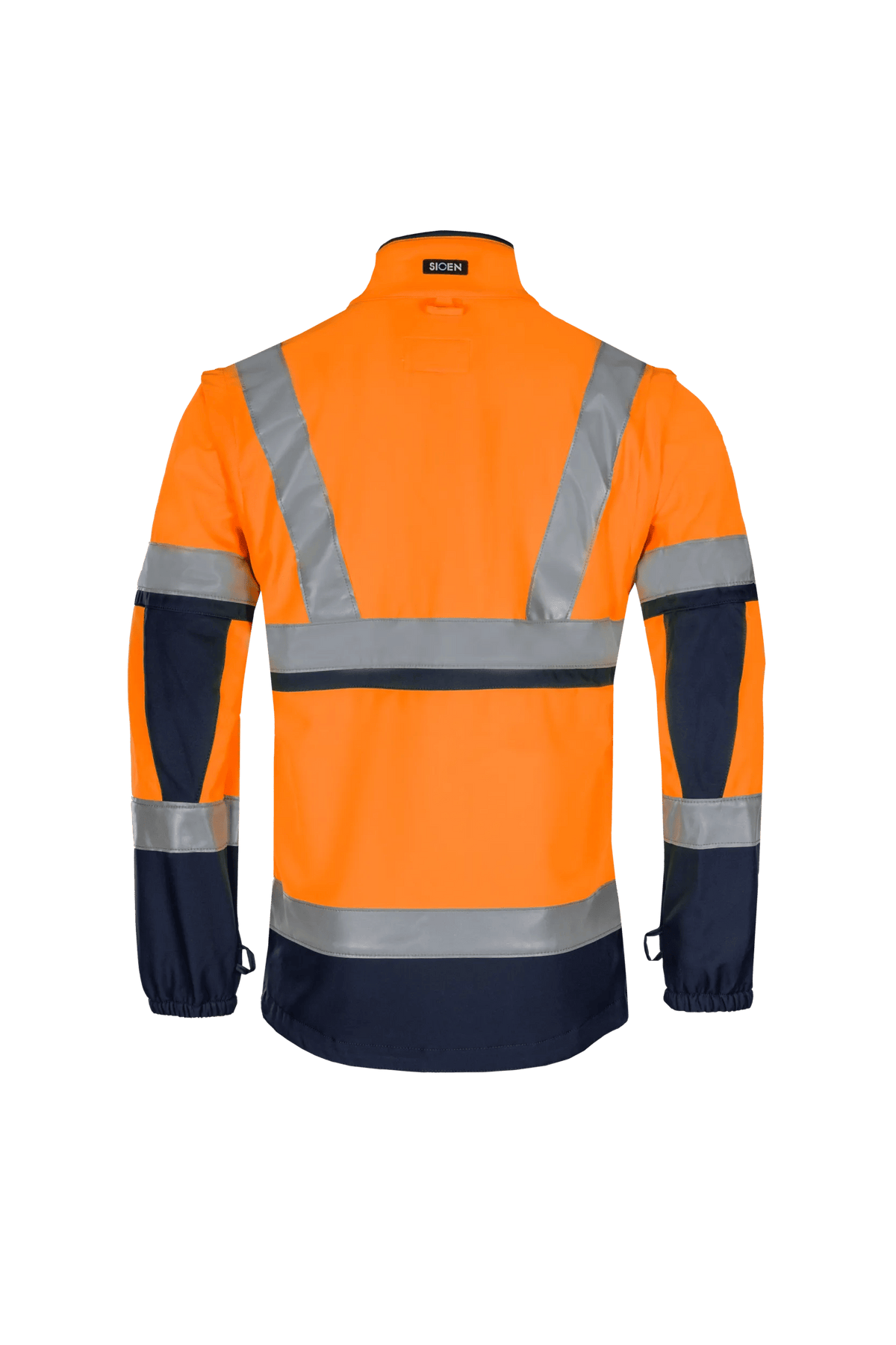 Sioen Powell in High-vis orange/Navy blue, back view