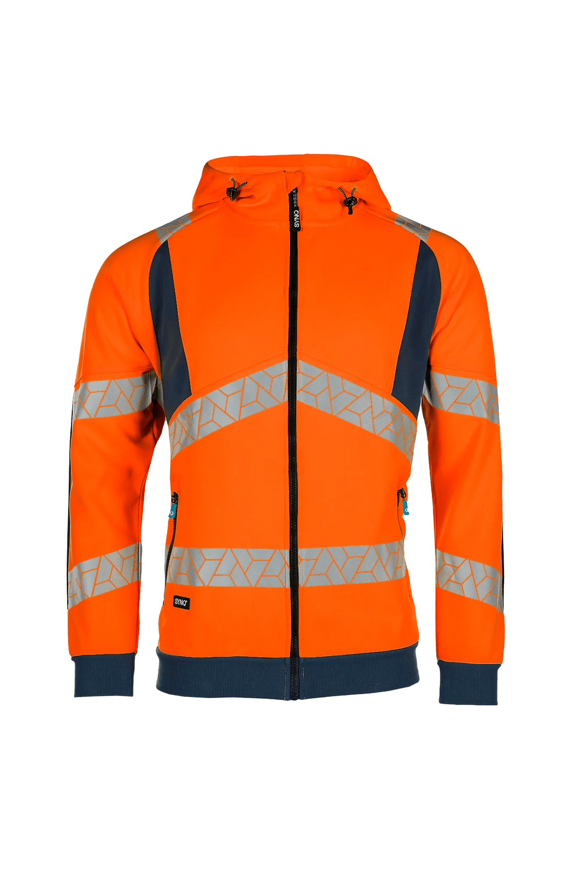 SYNQ Highlight in High-vis orange/Navy blue, front view