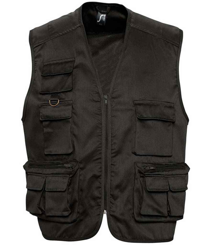 SOL'S Wild Waistcoat in Black, front view