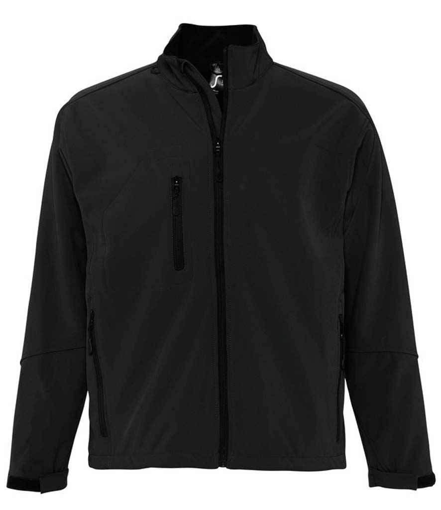 SOL'S Relax Soft Shell Jacket in Black, front view