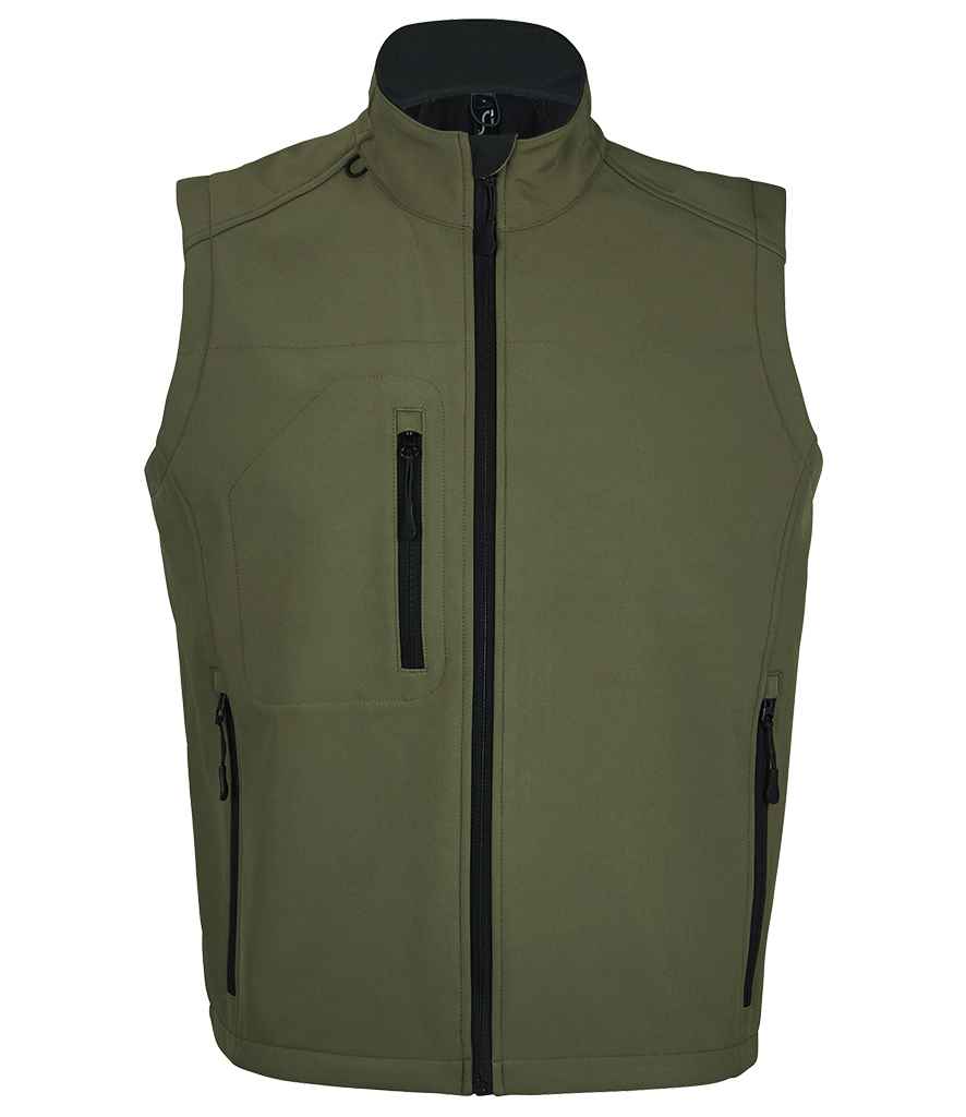 SOL'S Rallye Soft Shell Bodywarmer in Army, front view