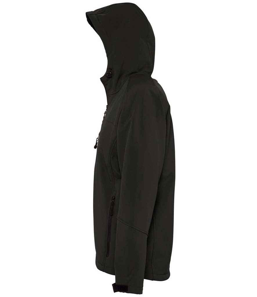 SOL'S Replay Hooded Soft Shell Jacket in Black, side view