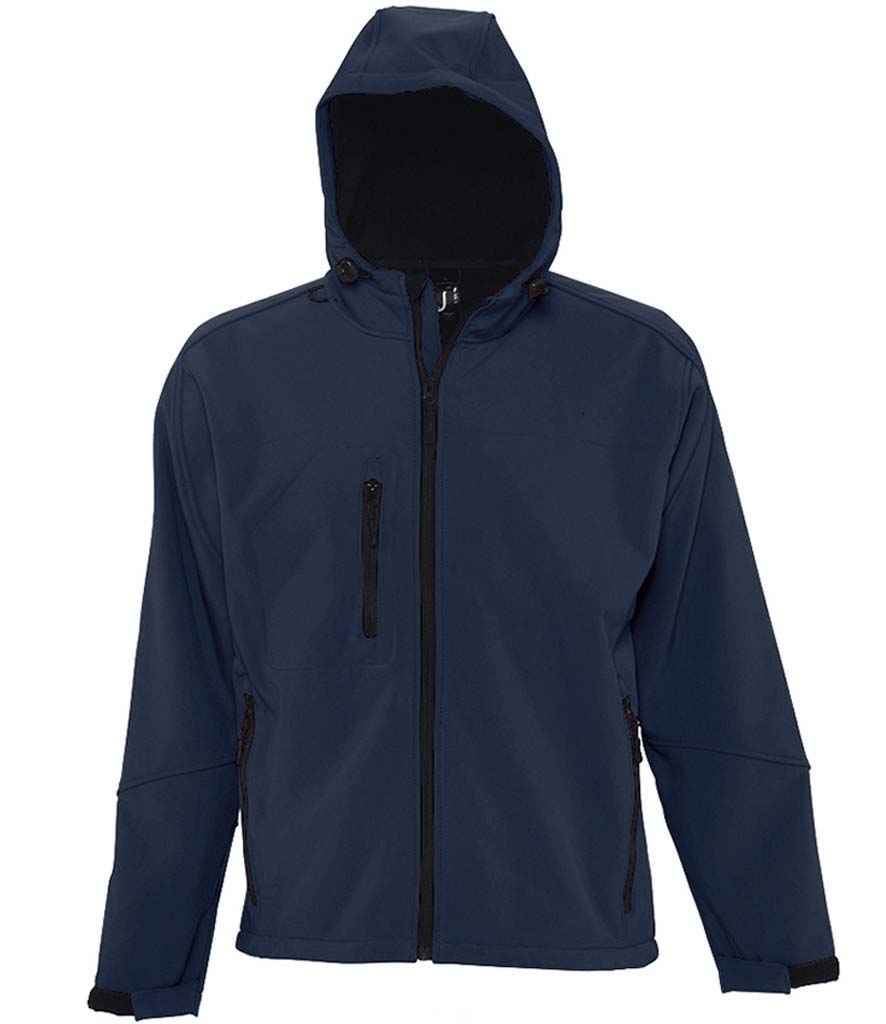 SOL'S Replay Hooded Soft Shell Jacket in French Navy, front view