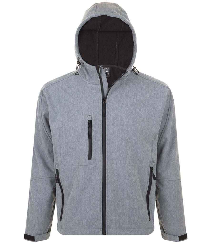 SOL'S Replay Hooded Soft Shell Jacket in Grey Marl, front view
